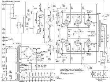 Ampeg AVY Power amp 6550A Version schematic circuit diagram